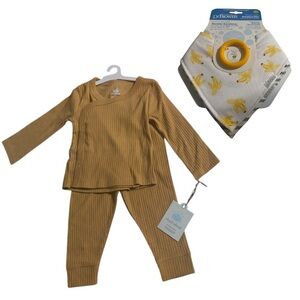 Wide Ribbed Side Snap set & Bandana Bib